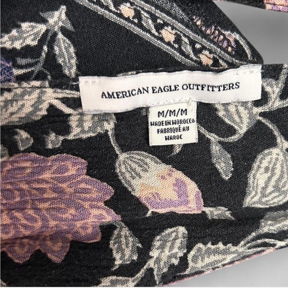 American Eagle Outfitters Gray and Purple Floral V-Neck Halter Romper size M - Picture 5 of 5